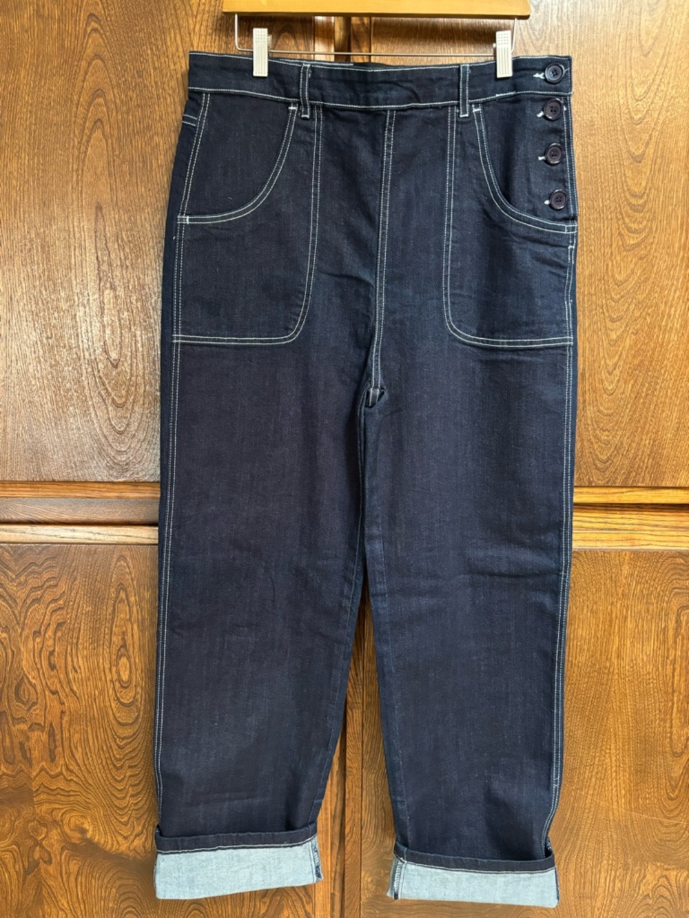 Woman’s Dark Indigo Denim Jeans with Contrast Stitching